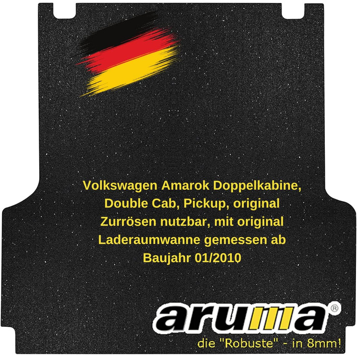 Килимок для вантажного відсіку aruma протиковзкий килимок, сумісний з подвійною кабіною VW Amarok, оригінальні кріпильні вушка можна використовувати, з оригінальним лотком вантажного відсіку, виміряний від року виготовлення 01/2010-01/2023