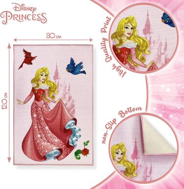 Килимок нековзний Disney Princess Aurora the Sleeping Beauty 80 x 120 см 6387 80x120cm Рожевий