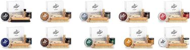 Набір для догляду за взуттям Burgol Shoe Care Set Basic з помади для взуття, взуттєвого воску, щіток з кінського волосу та полірувальної тканини Колір Синій