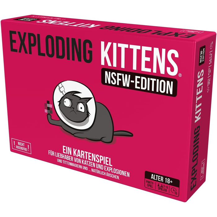 Вибухові кошенята, Exploding Kittens NSFW Edition (Edition 2024), Базова гра, гра для вечірок, карткова гра, 2-5 гравців, 18 років, 15 хвилин, німецька, різнокольорова, барвиста