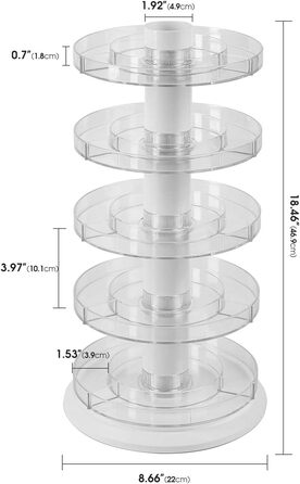 Акрилова обертова підставка для лаку для нігтів, 115-195 пляшок, 5-рівневий тримач для зберігання лаку для нігтів, макіяжу, ефірної олії тощо - MK548A
