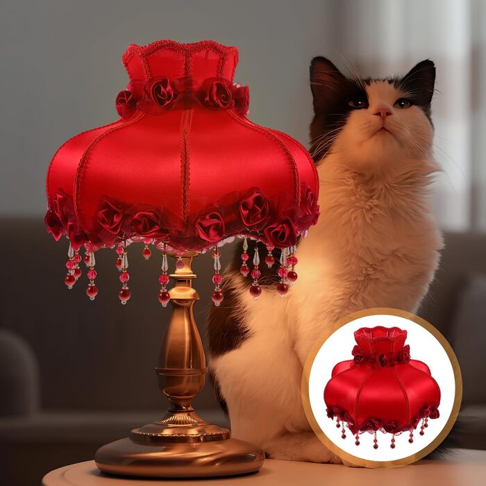 Абажур Housoutil з європейської вінтажної тканини Художній абажур Pearl Lampshade з купольним абажуром Tassel Shell для вітальні Спальні Random Style