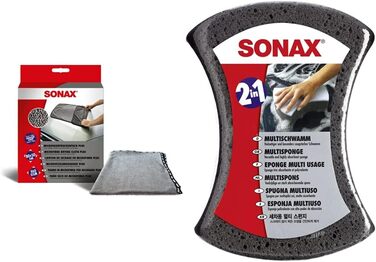 Серветка для сушіння з мікрофібри SONAX Plus (ука) великого формату, 04512000 White & MultiSponge (ука) особливо абсорбуюча універсальна для чищення автомобіля Номер АР 04280000