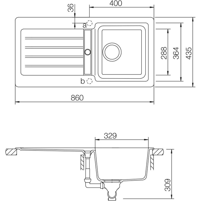 Кухонна мийка Schock 86 x 43,5 см Typos D-100S - CRISTALITE Гранітна мийка від 45 см Ширина базової шафи (Croma)