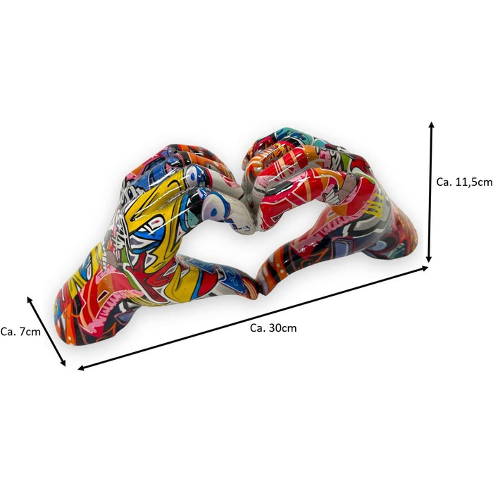 Смола Рука Серце Серце Поп-Арт Стріт-арт Прикраса 30x11,5x7см Скульптура Кольорова, 4049