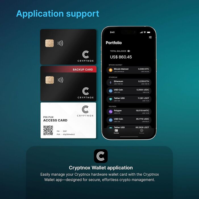Апаратний гаманець Cryptnox Crypto - Подвійний набір карток - Надбезпечне холодне зберігання за допомогою картки NFC, біометричне з&39єднання та швидка ініціалізація подвійної карти за 23 секунди