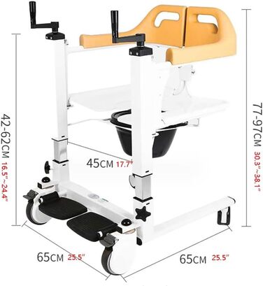 Допоміжний засіб для вставання в ліжку, Сходовий підйомник для літніх людей, Ручний підйомник для пацієнтів, Портативний підйомник, Ліжко-туалетне крісло з розділеним сидінням A на 180