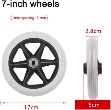 Нековзні передні колеса для інвалідних візків, змінні колеса для інвалідних візків, аксесуари для твердих гумових шин та допоміжних засобів для ходьби, комплект 2/17 см