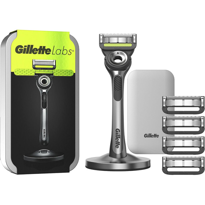 Волога бритва Gillette Labs для чоловіків, бритва з елементом чищення дорожній кейс та інтимна бритва з 2 лезами