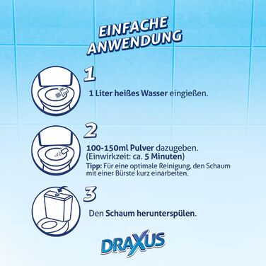 Піна для туалету DRAXUS в упаковці XXL (2,5 кг), надзвичайно сильна, засіб для чищення унітазу потужно видаляє вапняний наліт і накип сечі, надає блиск і свіжий аромат