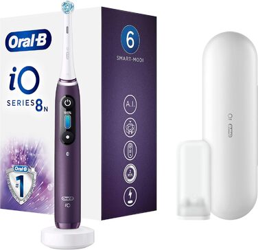 Електрична зубна щітка/електрична зубна щітка Oral-B iO Series 8, 6 режимів чищення для догляду за зубами, магнітна технологія, кольоровий дисплей і дорожній кейс, подарунок чоловіку/жінці, фіолетовий аметрін старий