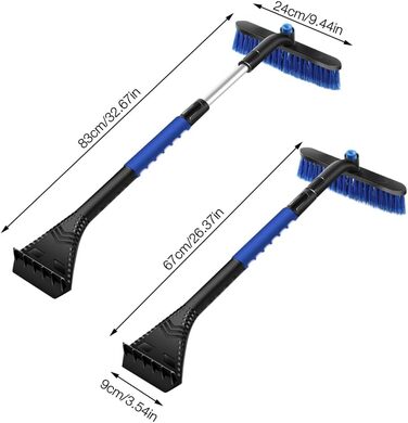 В 1 скребок для льоду Яєчний віночок, автомобільна розсувна щітка для яєць, скребок для морозива Снігова щітка для легкового автомобіля вантажівки SUV MPV Засіб для видалення льоду з лобового скла (чорний і синій), 3