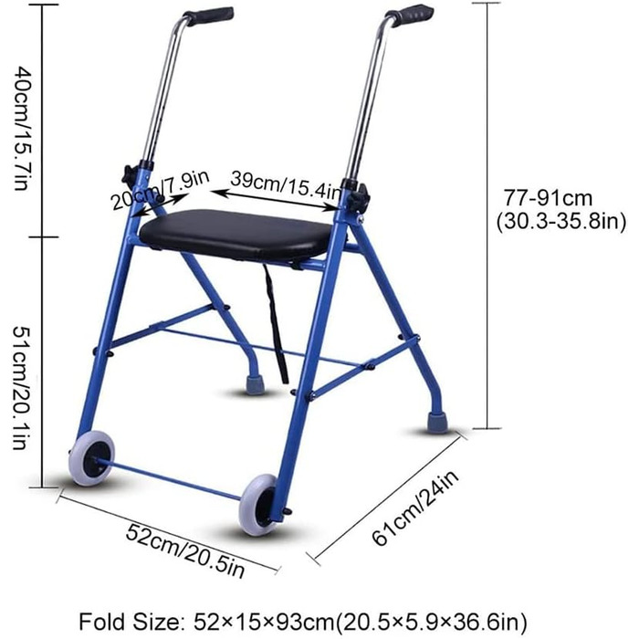 Складні ходунки для людей похилого віку, допоміжні засоби для ходьби для людей похилого віку з колесами та сидінням, легкий складаний допоміжний засіб, алюміній для людей похилого віку з обмеженими можливостями, легко збирається прикраса