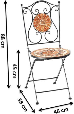 Садове крісло Kobolo Розкладне крісло Мозаїчне крісло Металевий стілець - висота 88 см - помаранчевий - складний - підходить для внутрішнього та зовнішнього використання - економить простір - складний