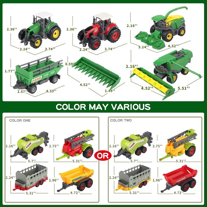 Орієнтуйтеся на фермерський трактор, ігровий набір з 34 частин литої моделі вантажівки, велика іграшка 12 см, включає дитячий килимок 120x80 см, чудовий подарунок на день народження для хлопчиків дівчаток великого розміру