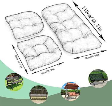 Набір подушок для вуличних стільців, 3 шт. и, шезлонг і 2 подушки для сидіння для меблів для внутрішнього дворика, плетені вироби, садові лавки, сидіння, заміна, веранда, вітальня, килимки для диванів