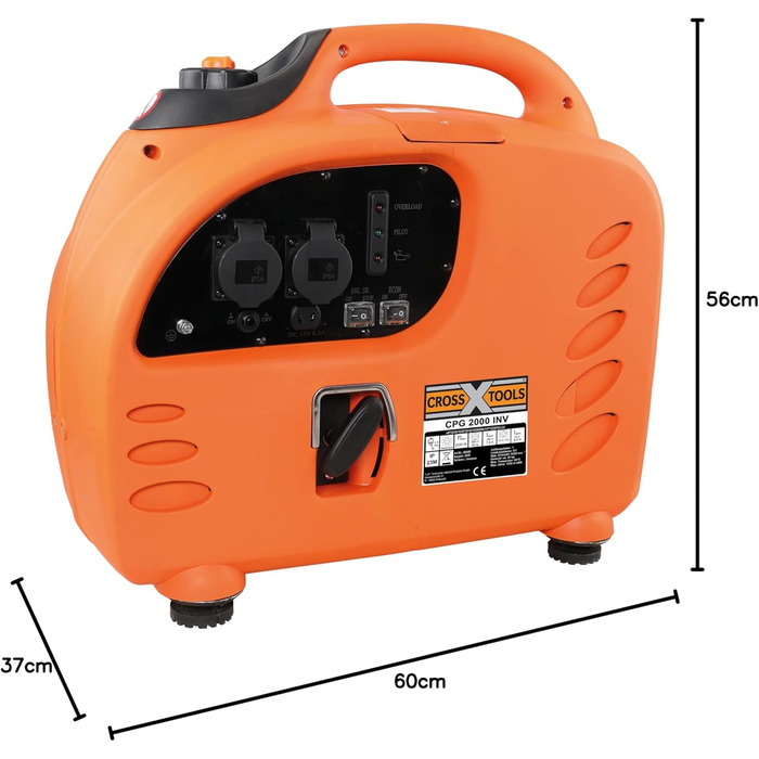 Бензиновий інверторний генератор електроенергії - Генераторна установка - Генератор (макс. потужність 2 200 Вт, 2 розетки 2 В розетки 1 х 12 В, технологія INV дозволяє заряджати ноутбук, мобільний телефон і т.д.) CPG 2000 INV, 68040 2,200 Вт максимальна п