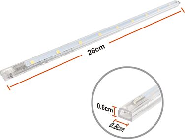 Світлодіодний світильник під шафою з перемикачем 8,5 Вт 760LM Тепле біле світло Смужка Кухонна лампа Вітрина Освітлення шафи Освітлення шафи зі смугами 6x26 см для кухонної шафи з можливістю розширення за допомогою вставної системи (35W, 4000k)
