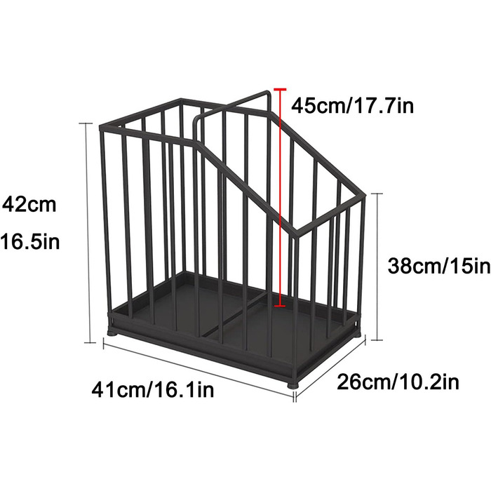 Підставка для парасольок CWXKGL, тримач для парасольки, велика комерційна підставка для парасольки, тримач для парасольки з піддоном для крапель, органайзер для парасольок для офісу, вестибюля готелю, 16.1 10.2 16.5 дюймовий Svart 426x42см