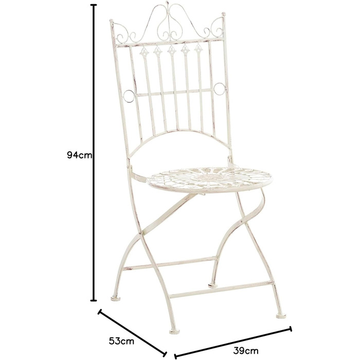 Стілець CLP Sadao I Складне садове крісло з благородними прикрасами I Крісло із заліза I Складаний стілець, колір антикварний кремовий