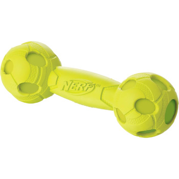 Іграшка для собак Nerf Dog Squeak Barbell, гантель з пищалкою, кольорова доставка зелений або червоний, 17,6 см