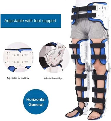 Ортез для фіксації стегна, коліна, гомілковостопного суглоба і стопи, регульований шарнірний колінний/стегновий ортез, ортез на перелом ноги, ортез на стопу і ортез на нижню кінцівку (Колір Правий, Розмір S) Правий S