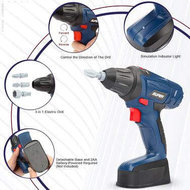 Ящик для інструментів дитячий інструмент з ящиком для інструментів електрична іграшка дриль пояс для інструментів дитяча іграшка від 3 4 5 6 7 років хлопчики дівчатка діти (52 шт. ) темно-синій