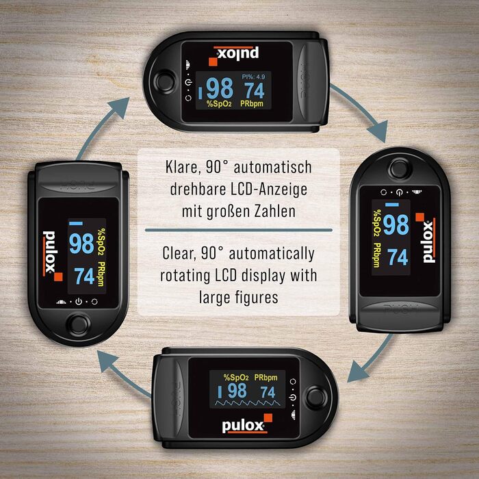 Пульсоксиметр PULOX PO-200 Solo in Finger Pulse Oximeter для вимірювання пульсу та насичення пальця киснем (чорний)