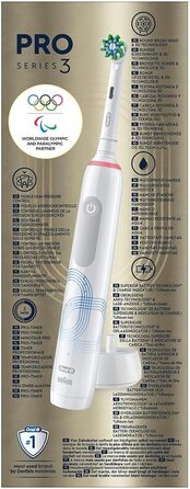 Електрична зубна щітка Oral-B Pro Series 3D, біла, 1 щітка для чищення 3D, видаляє наліт, 3 режими чищення, таймер, акумуляторна 1 шт. (1 упаковка)