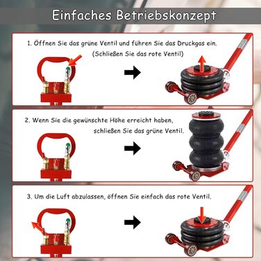 Маневровий домкрат Пневматичний домкрат 3T Надувний автомобільний домкрат з регульованою ручкою, домкрат для стисненого повітря для автомобіля