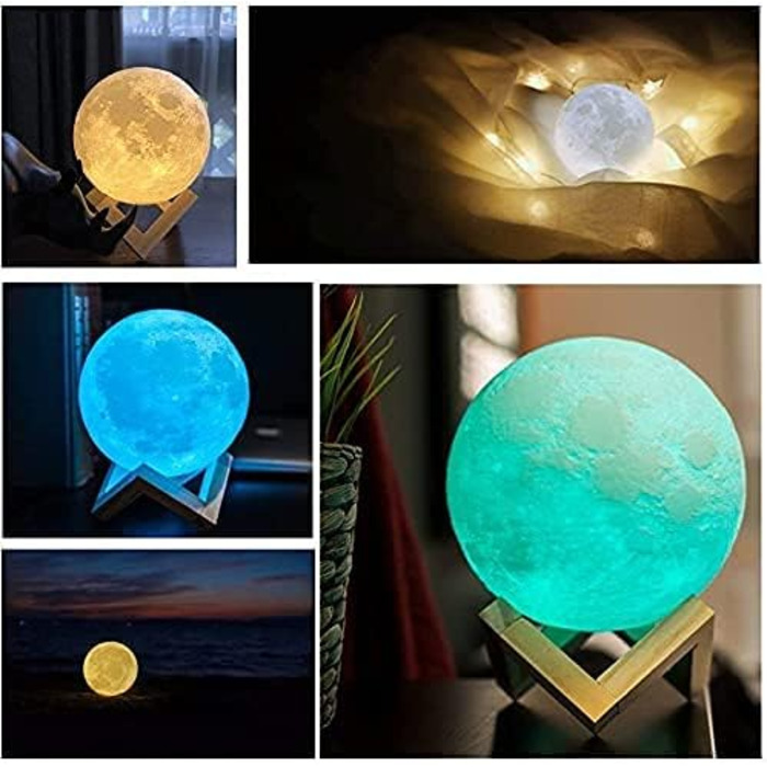 Хлопчики, 2023 Upgrade 3D Moon Light 16 Colours with Wooden Stand Remote/Touch Control and USB Rechargeable Gifts for Women Girls