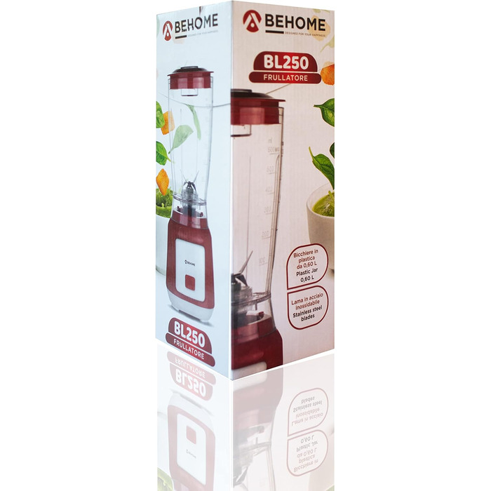 Блендер BEHOME 250 Вт Smoothie Maker Cup 600 мл, високопродуктивний міксер Powerful Red