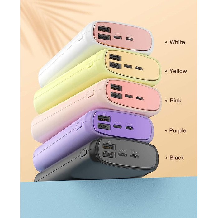 Зовнішній акумулятор для мобільного телефону Kuulaa Powerbank 26800mAh, Power Bank Macaroon Color Dual Output Portable Charger Зовнішній акумулятор, сумісний з iPhone 16 15 14 13 12 Pro Max Samsung iPad Huawei, фіолетовий