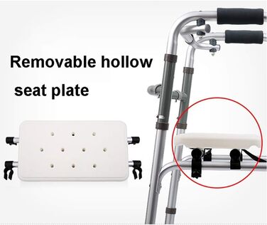 Легкі стандартні ходунки, складні, 2-в-1 з сидінням для ванни та 2 колесами, алюмінієве покриття