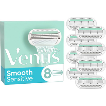 Леза для бритви Gillette Venus Smooth Sensitive Women, 8 змінних лез для жіночих бритв з 3-кратним лезом