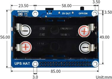 ДБЖ HAT для плат серії Raspberry Pi підтримує безперебійне джерело живлення 5 В, заряд і вихідну потужність одночасно, моніторинг у реальному часі