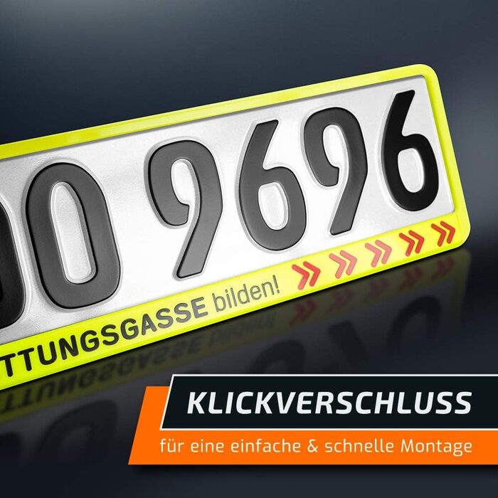 Тримач номерного знака schildEVO 2 Затор СФОРМУЙТЕ АВАРІЙНУ СМУГУ НЕОНОВИЙ ЖОВТИЙ Тримач номерного знака Рамки для номерних знаків DHL Доставка Тип С