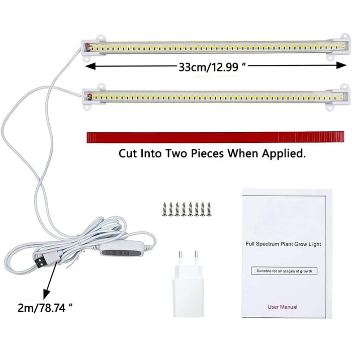 Світлова стрічка для вирощування рослин, світлодіодні світильники для вирощування кімнатних рослин, повний спектр жовтого світла 3000k, таймер 2/4/8H, режим перемикання, лампа для вирощування сукулентів, 3 трубки-вилка ЄС