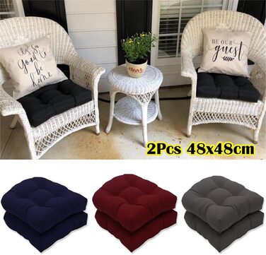 Подушка для крісла для приміщень, 48,3 x 48,3 см, Patio Cushion світлостійка подушка сидіння для меблів для патіо, 2 шт. и потовщена подушка для крісла для патіо на відкритому повітрі (темно-сірий