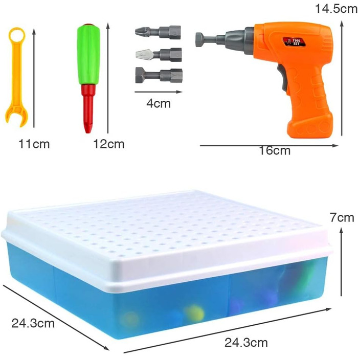 Прикріплення гра іграшка від 3 років зі свердлом Освітня творча іграшка 3D пазл мозаїка набір інструментів дитячі ігри від 3 4 5 6 років для хлопчиків дівчаток (223 шт.)