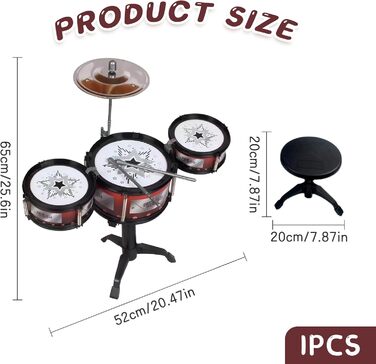 Барабани дитячі барабанна установка, музичні дитячі барабанні установки набір музичних інструментів, джаз рок барабанна установка, дитяча перкусія навчальна іграшка барабанна установка подарунок для малюків 1 2 3 4 років хлопчики дівчатка (jzaa L)