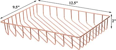 Упаковки дротяний лоток для файлів, лоток для паперу з рожевого золота Настільний лоток для листів, офісний великий лоток для документів для офісу, комори вдома, класу, школи, 32x24x5 см, 3
