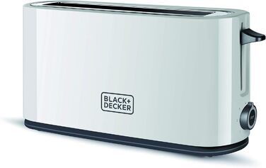 Тостер BlackDecker BXTO1001E 1,000 Вт Тостер з дуже великим отвором 7 рівнів тостів Функція високого підйому Функція зупинки Намотувач кабелю Білий 1 подовжений слот без фіксаторів