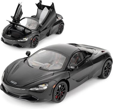 Модель автомобіля McLaren 720S, литий автомобіль з функцією відкидання, дитяча іграшкова машина зі світлом і звуком, модель іграшка для колекціонування, подарунок для дітей (чорний), 124