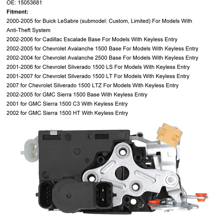 Привід замка передніх лівих дверей TKSE, 15053681, заміна для Chevrolet Avalanche/Silverado/Suburban