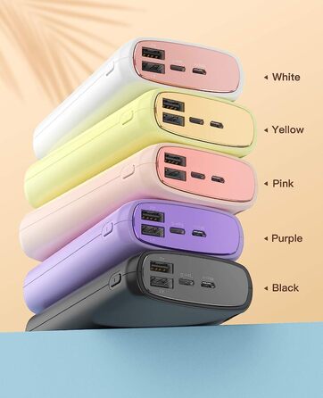 Зовнішній акумулятор для мобільного телефону Kuulaa Powerbank 26800mAh, Power Bank Macaroon Color Dual Output Portable Charger Зовнішній акумулятор, сумісний з iPhone 16 15 14 13 12 Pro Max Samsung iPad Huawei, фіолетовий