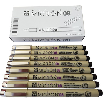 Пігментна підводка Sakura Pigma Micron, 8 шт. 08, 8 шт. набір Чорний