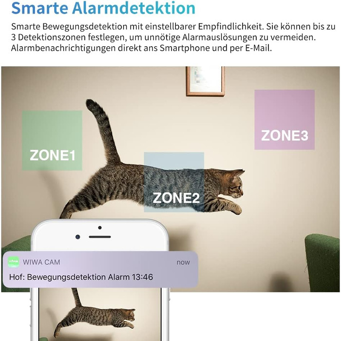 Міні-камера WIWACAM WLAN, невелика внутрішня камера спостереження 4K Ultra HD із додатком, мобільний телефон із IP-камерою відеоспостереження WiFi, детектор руху, нічне бачення, акумулятор, зона тривоги, підтримка Німеччини, MW5