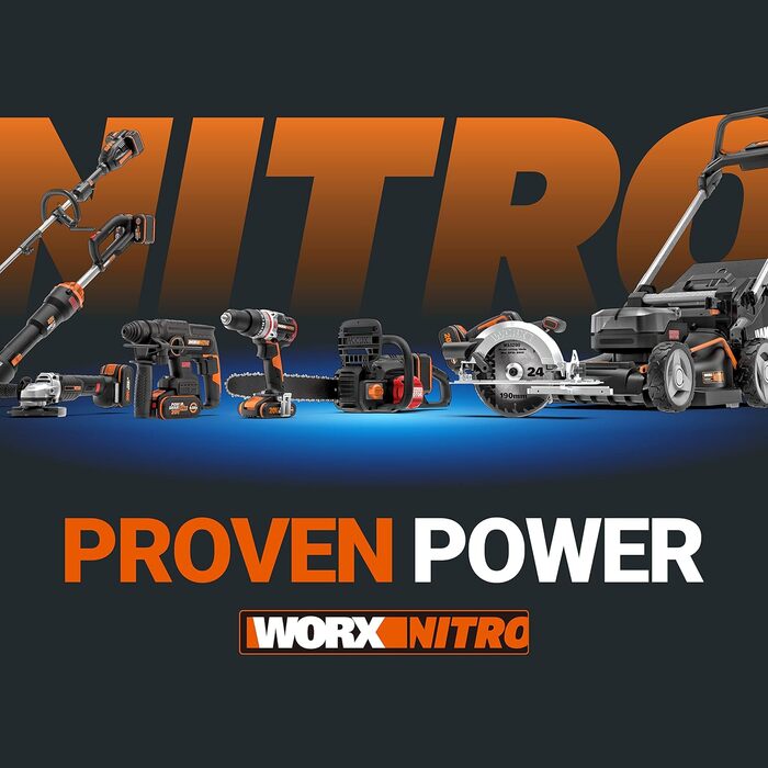 Міні-бензопила WORX NITRO з акумулятором 5 дюймів, з подовжувачем 125 см, WG325E.1, одноручна батарея бензопили 20 В, PowerShare, безщітковий двигун, довжина шини 12 см, включаючи акумулятор і зарядний пристрій WG325E.1 ((безщітковий з подовжувачем)