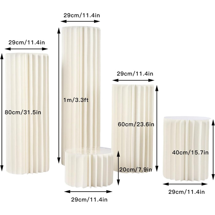 Складана підставка для квітів Декоративні картонні столи для вечірок Відображення паперових стовпчиків Весільна підставка для квітів, підходить для весіль, днів народжень тощо, 5 шт.